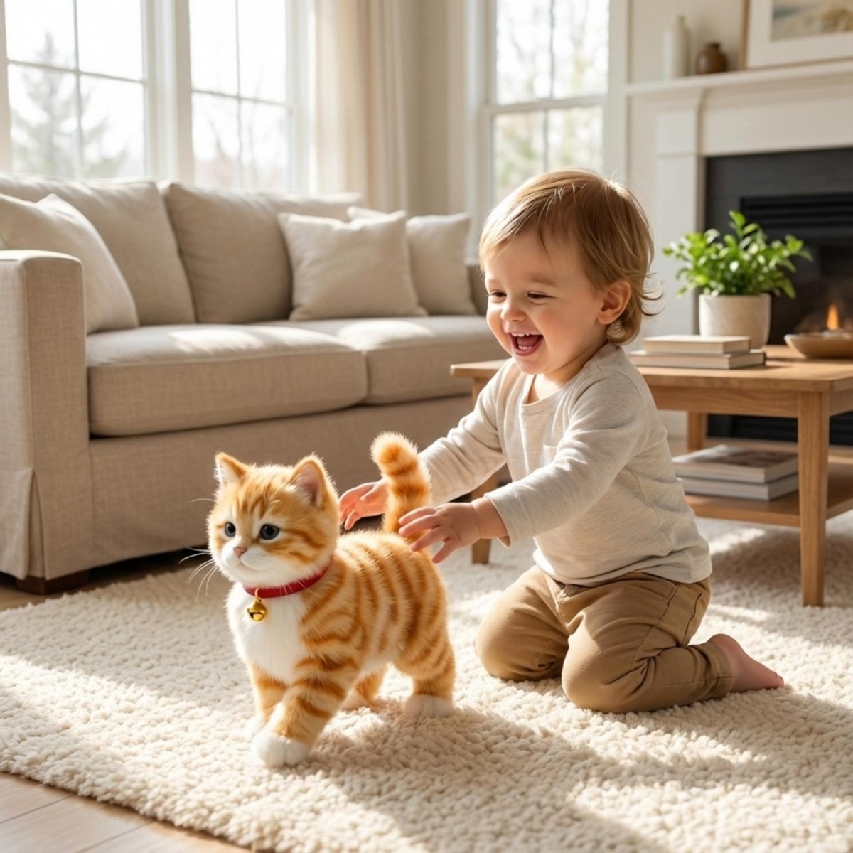 Jouet de Peluche Interactive Chat avec Mouvements Réalistes pour Enfants