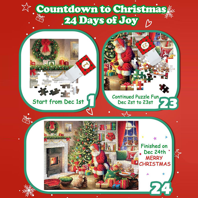 1000PCS Calendrier de l'Avent Puzzle de Noël - Cadeau de Noël