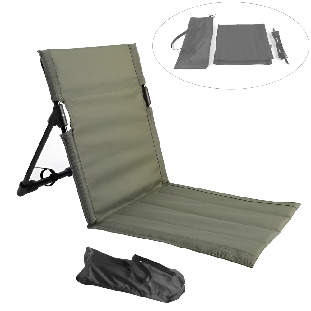 Chaise pliante en aluminium léger avec coussin noir