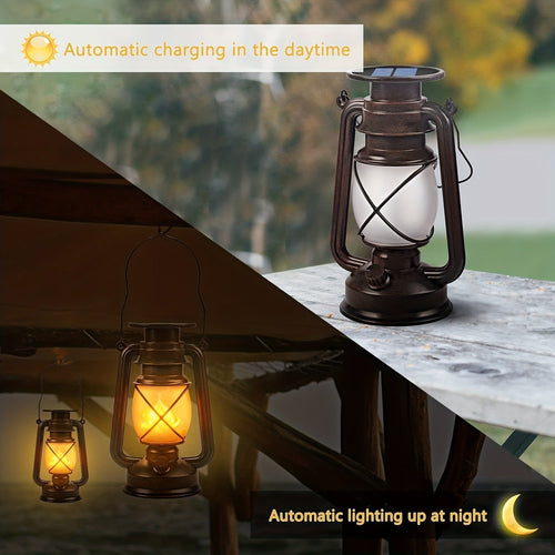 Ensemble de 2 Lanternes Solaires – Vintage Flammes Dansantes LED pour Jardin et Patio