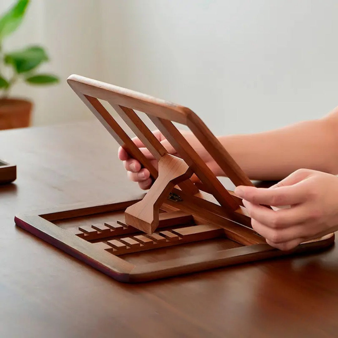 WOODIFY - Support en bois ajustable pour ordinateur portable de 11 pouces, accessoire de bureau pliable