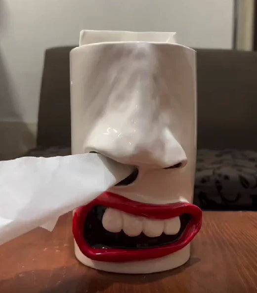 Boîte à mouchoirs | Forme de visage amusante avec distributeur de nez | Décoration artisanale & idée de cadeau