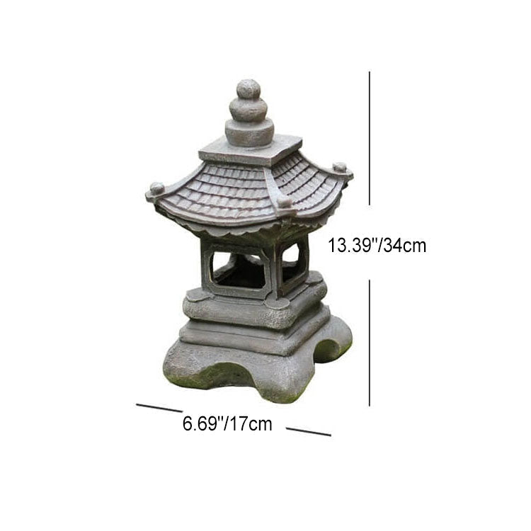 Lampe de jardin solaire LED de style zen pagode avec effet pierre