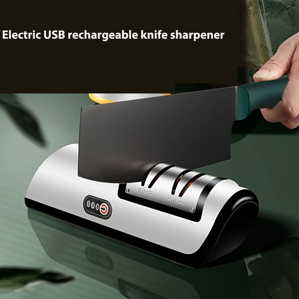 Skanto | Aiguiseur de couteaux électrique – Aiguiseur de couteaux multifonctionnel pour la maison, chargement USB entièrement automatique avec 2 réglages de vitesse pour une utilisation en cuisine