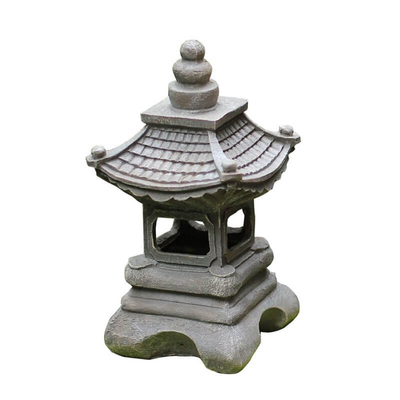 Lampe de jardin solaire LED de style zen pagode avec effet pierre