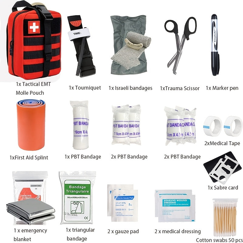 Kit de premiers secours complet avec garrot – Kit de survie essentiel pour les aventures