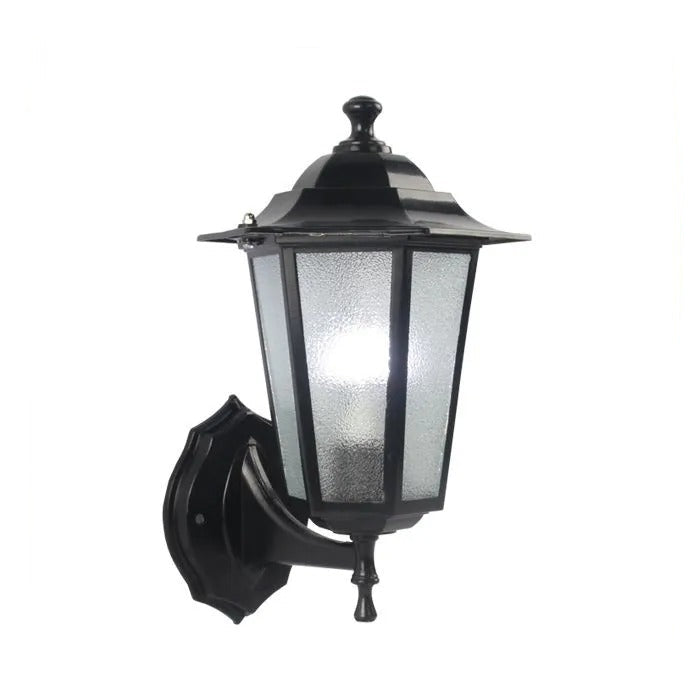Lampe murale extérieure traditionnelle avec détecteur de mouvement en finition noire