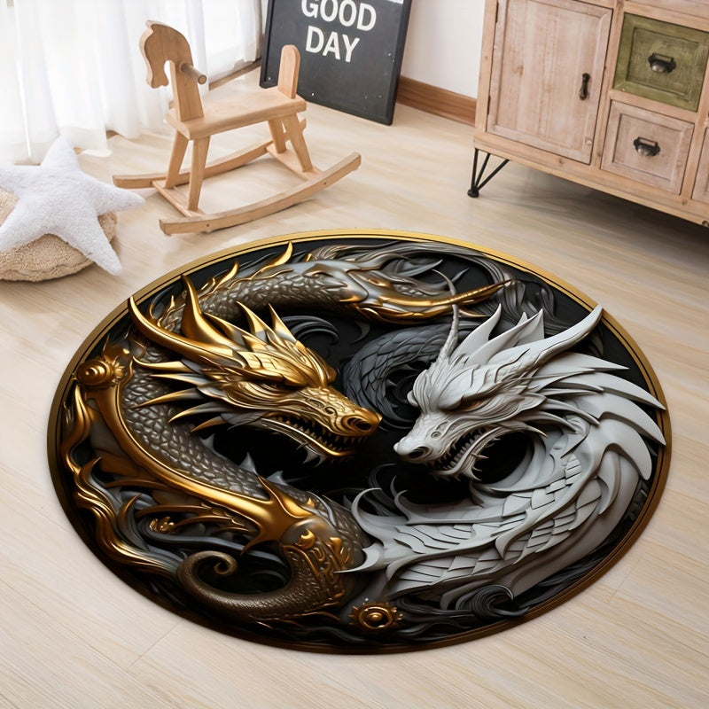 Tapis rond avec motif de dragon