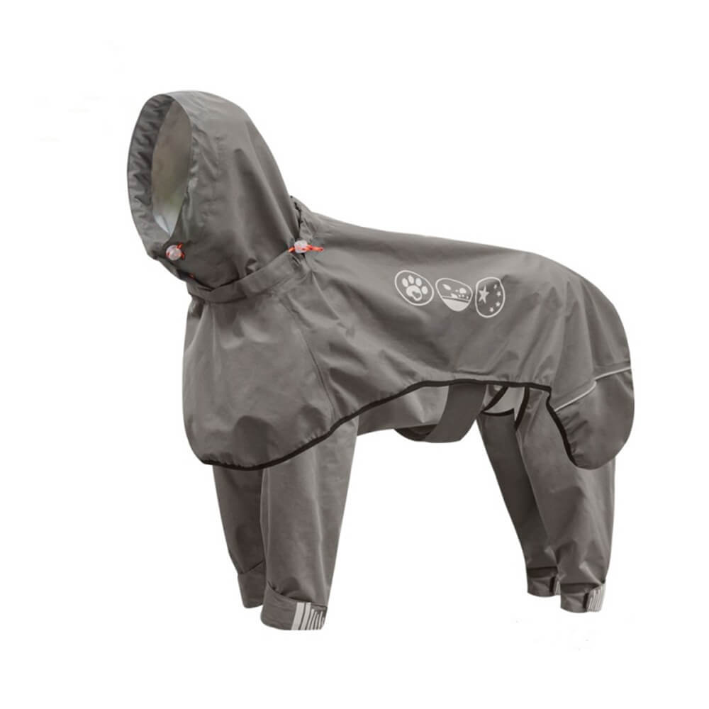 Manteau de pluie pour chien imperméable à quatre pattes avec capuche réfléchissante