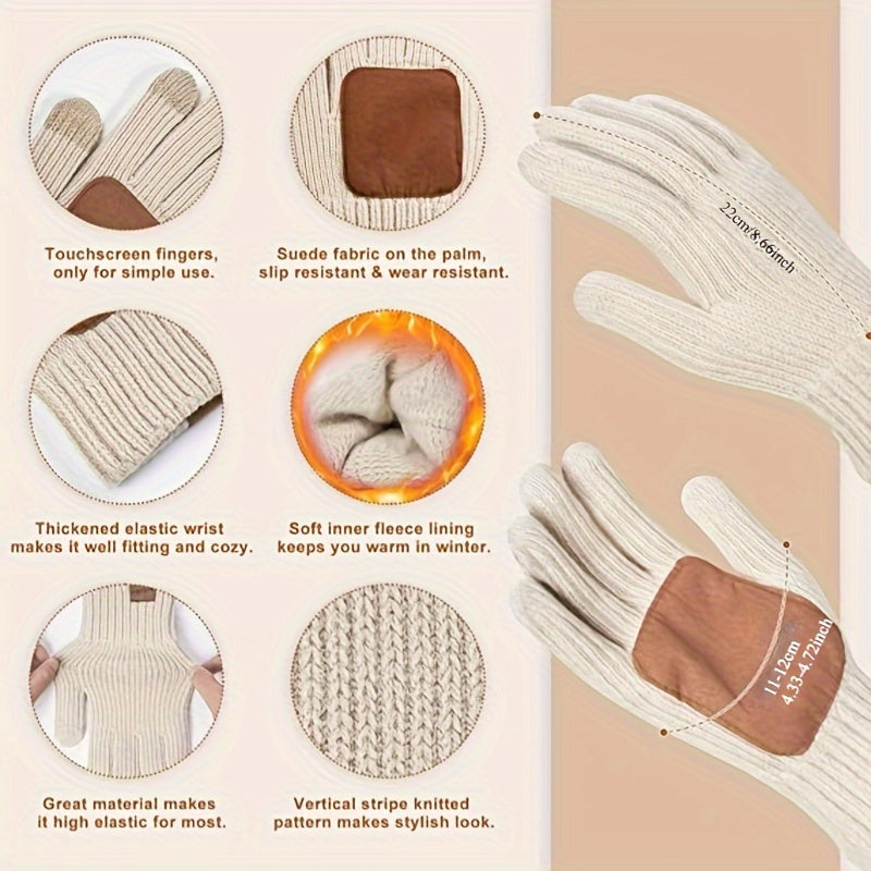 Ensemble d'Hiver 3-en-1 Lieke – Bonnet Tricoté Chaud, Écharpe et Gants