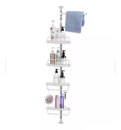 Étagère d'angle de salle de bain | Organisateur de douche réglable en acier inoxydable | 4 niveaux | Résistant à la rouille & sans outil
