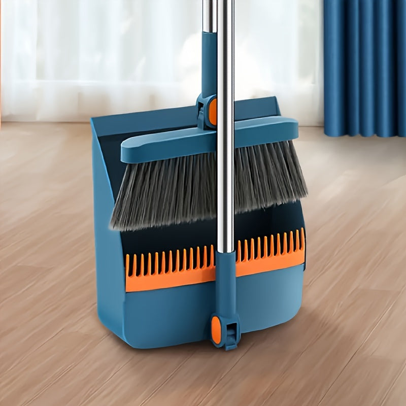 CLEANSWEEP PRO – Ensemble de balai et pelle à poussière avec manche long rotatif et dents de peigne intégrées