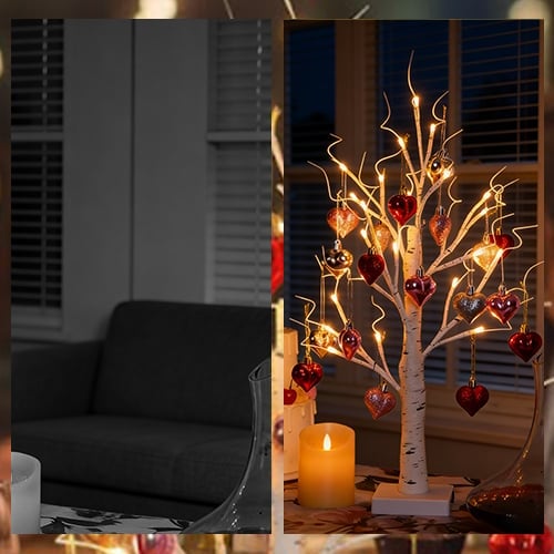 Lampe de table LED Bouleau avec Design en Cœur