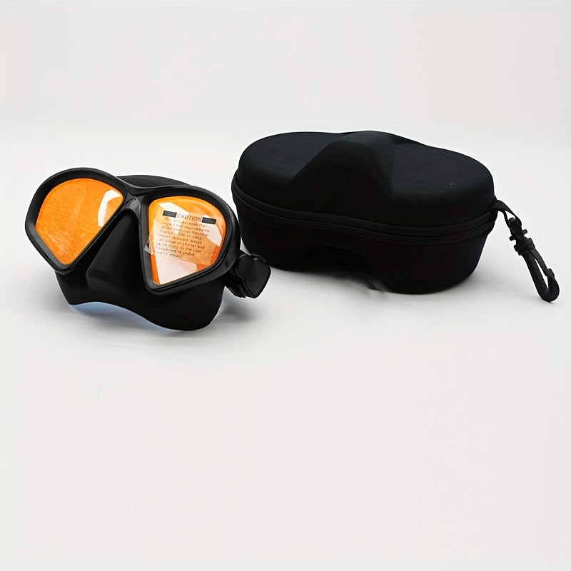 Masque de Plongée en Verre Trempé avec Étui de Rangement - Lunettes de Plongée avec Anti-Buée et Fixation pour Caméra