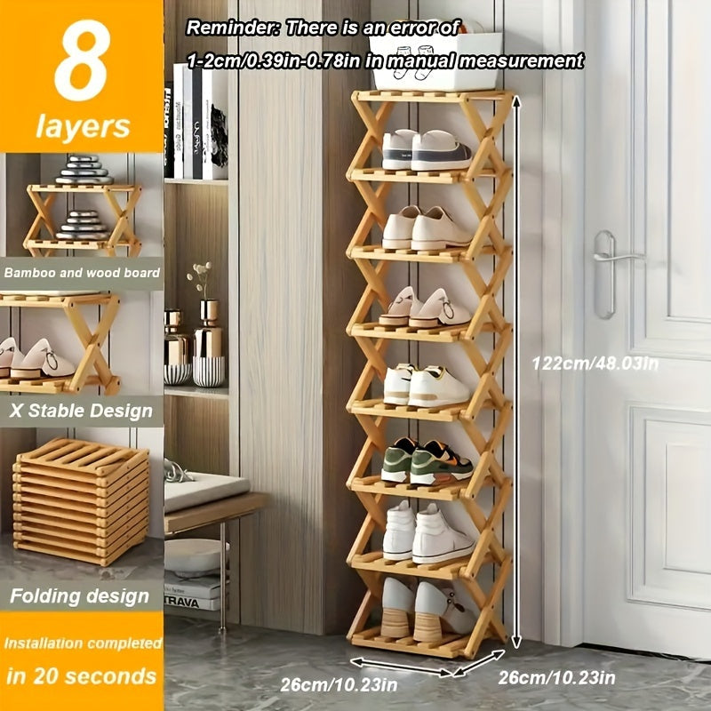 Étagère à Chaussures en Bambou Intelligent – Compacte et Pratique pour Chaque Entrée
