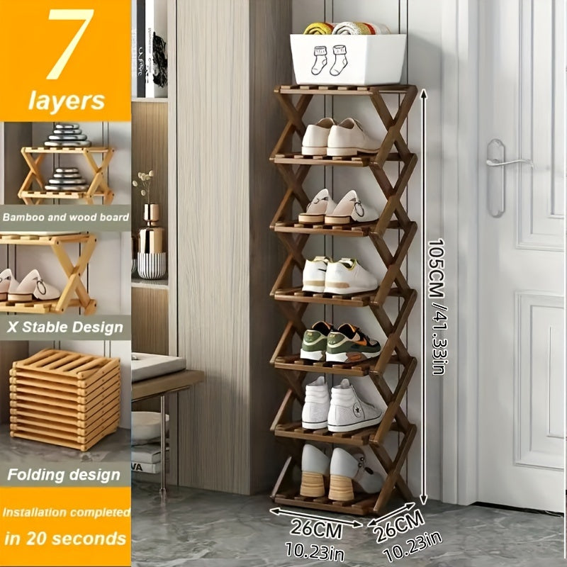 Étagère à Chaussures en Bambou Intelligent – Compacte et Pratique pour Chaque Entrée