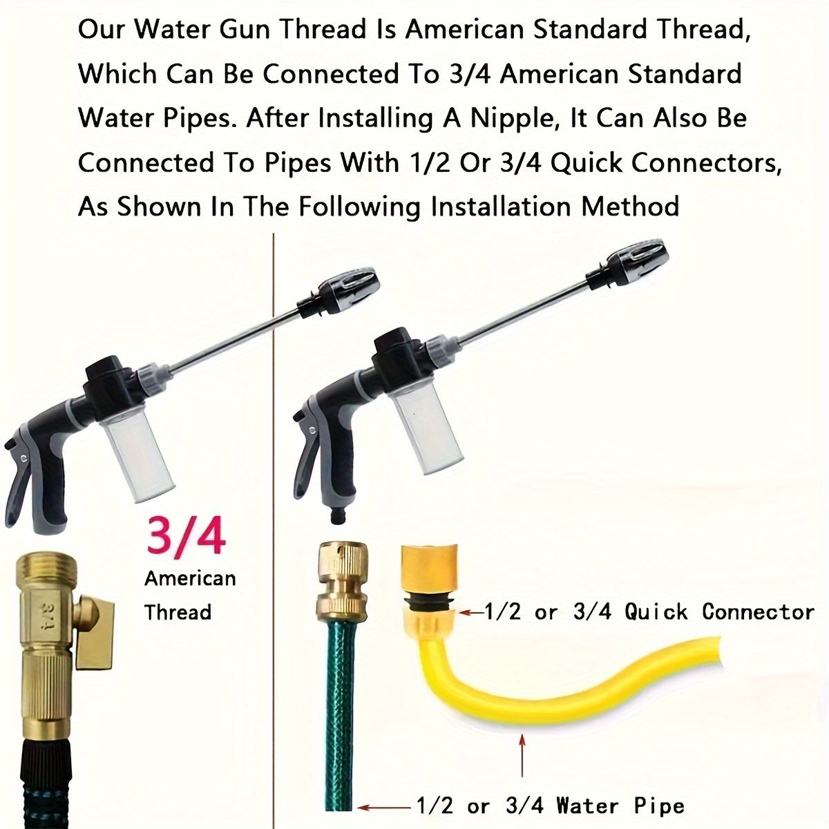 AQUABLAST - Pistolet à eau de jardin haute pression avec canon à mousse et pulvérisateur à long manche
