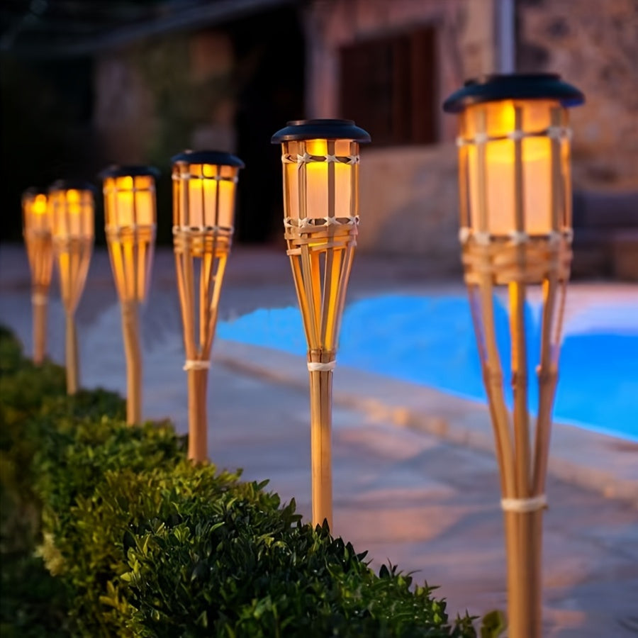 FLAMEGLOW – Lampes LED en Bambou Solaire pour une Ambiance Extérieure