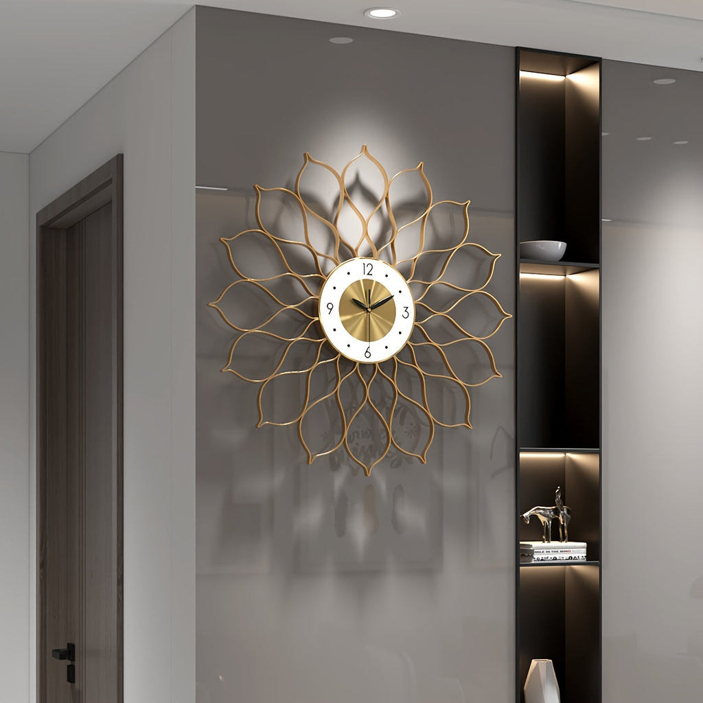 AURÉLIX – Horloge Murale de Luxe en Métal Doré