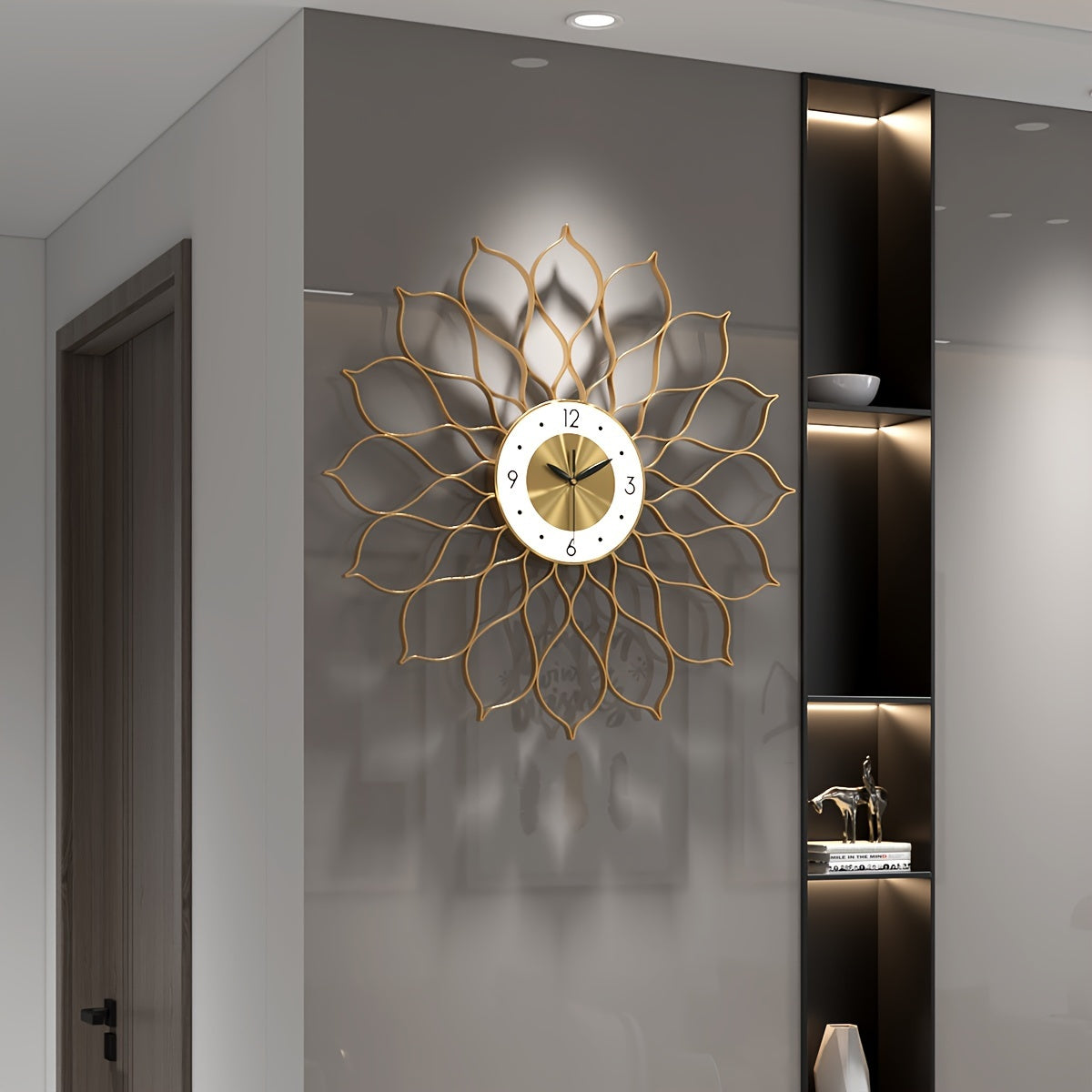 AURÉLIX – Horloge Murale de Luxe en Métal Doré
