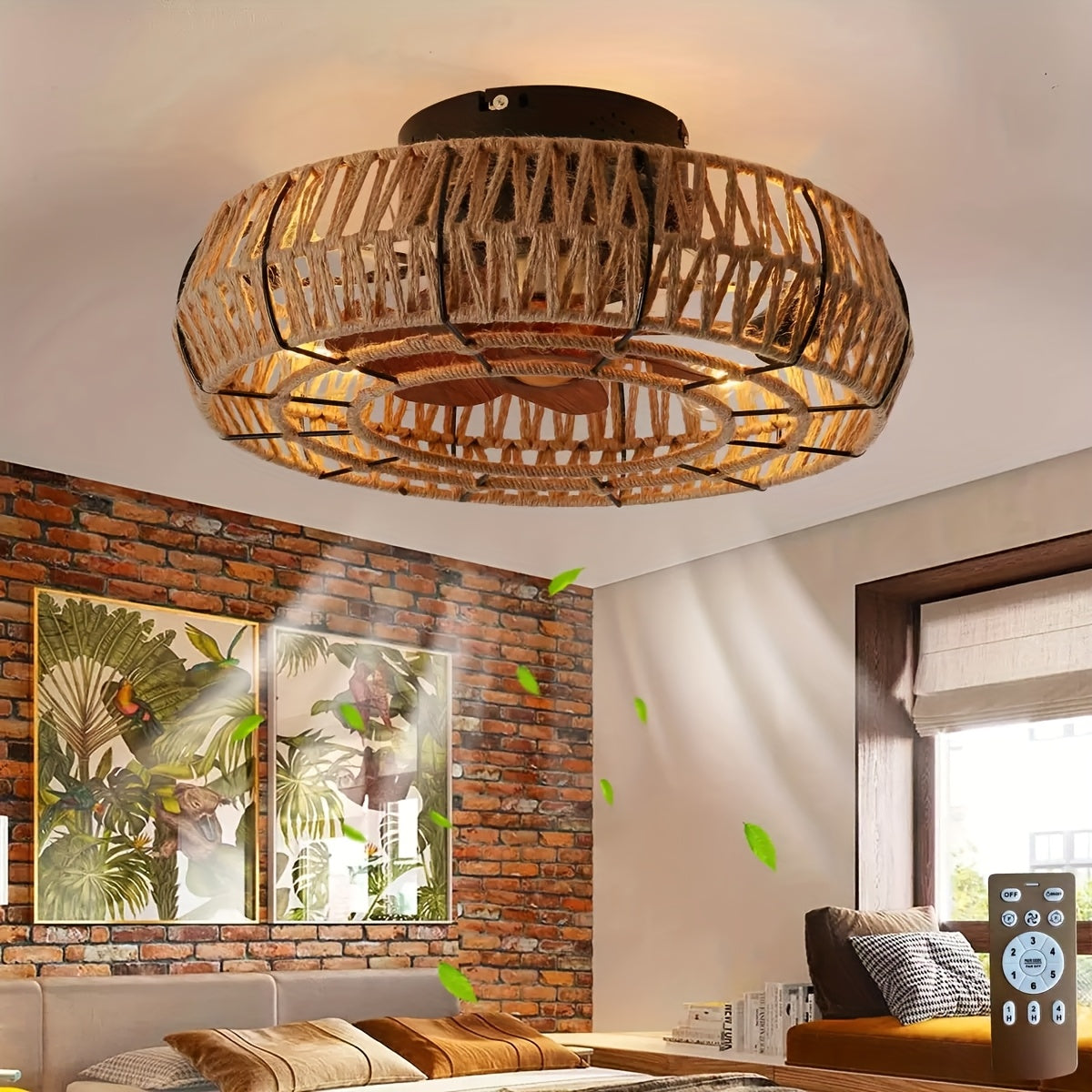 Amara ventilateur de plafond en rotin tissé à la main – un élément décoratif silencieux au style zen
