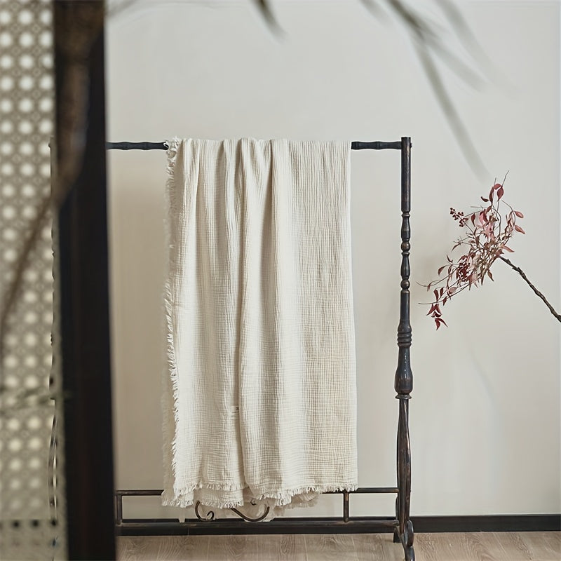 SOFTCLOUD – Couverture en Crêpe de Coton à 4 Couches pour un Confort Quotidien Respirant