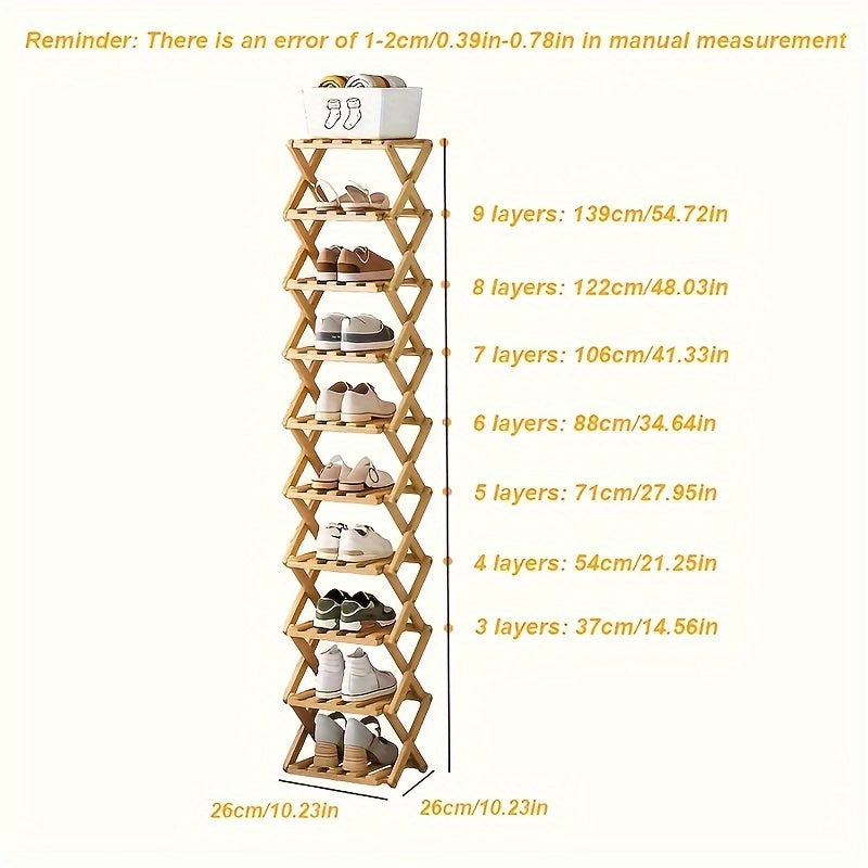 Étagère à Chaussures en Bambou Intelligent – Compacte et Pratique pour Chaque Entrée