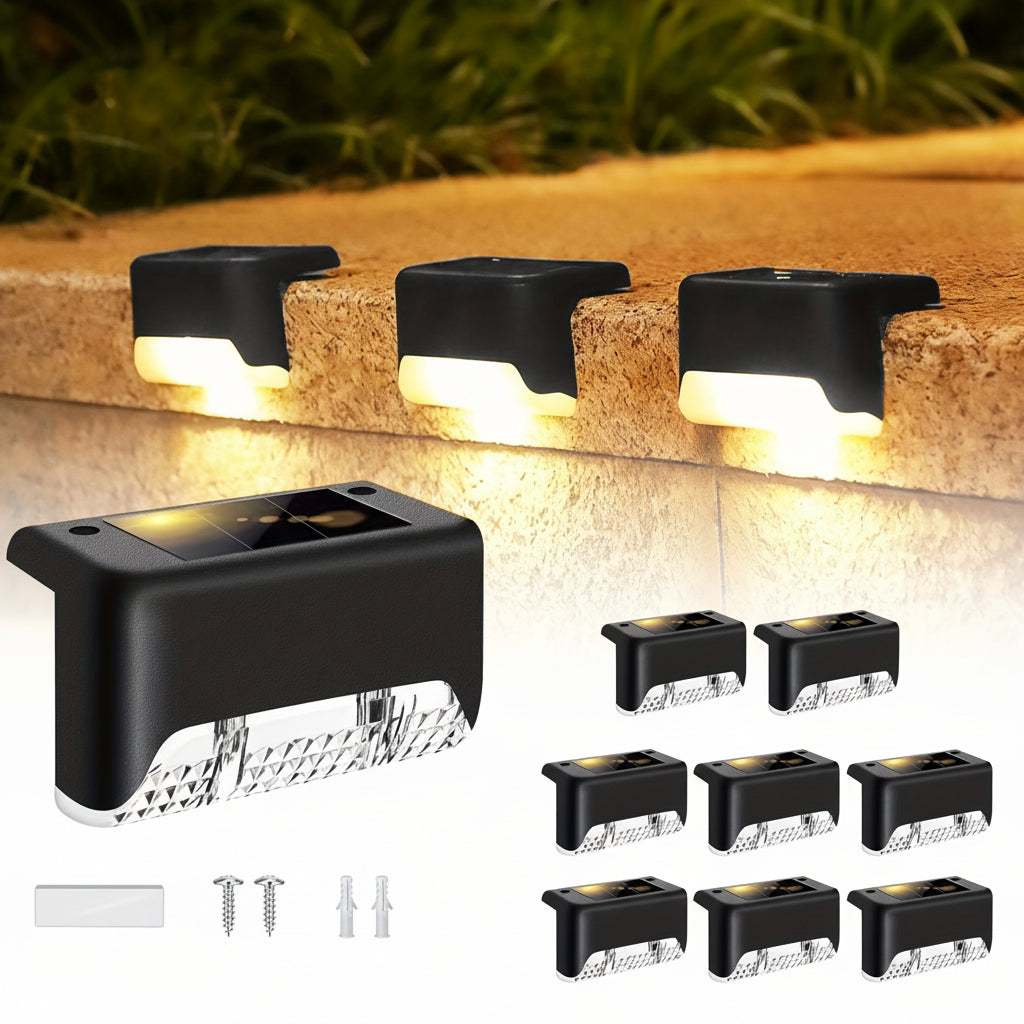 GLIMVISTA - 8pcs Lampes Solaires de Jardin Étanches pour Clôtures et Chemins