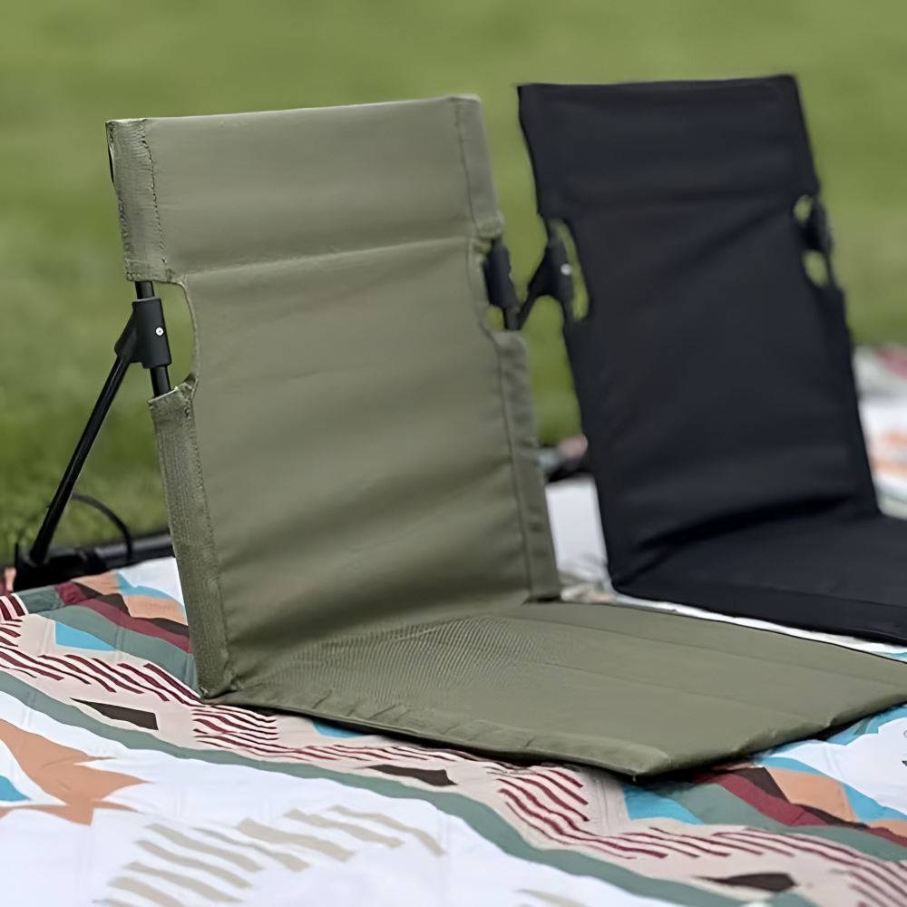 Chaise pliante en aluminium léger avec coussin noir