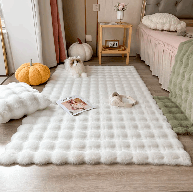 Tapis fleuri en peluche