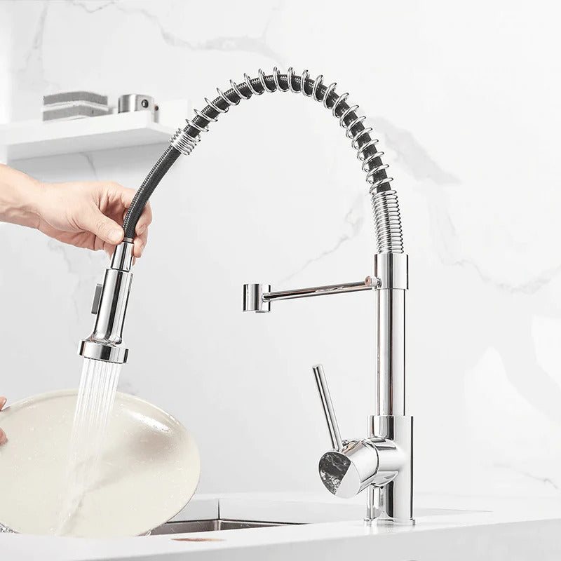 Robinet de cuisine moderne avec tête de douche à ressort extensible