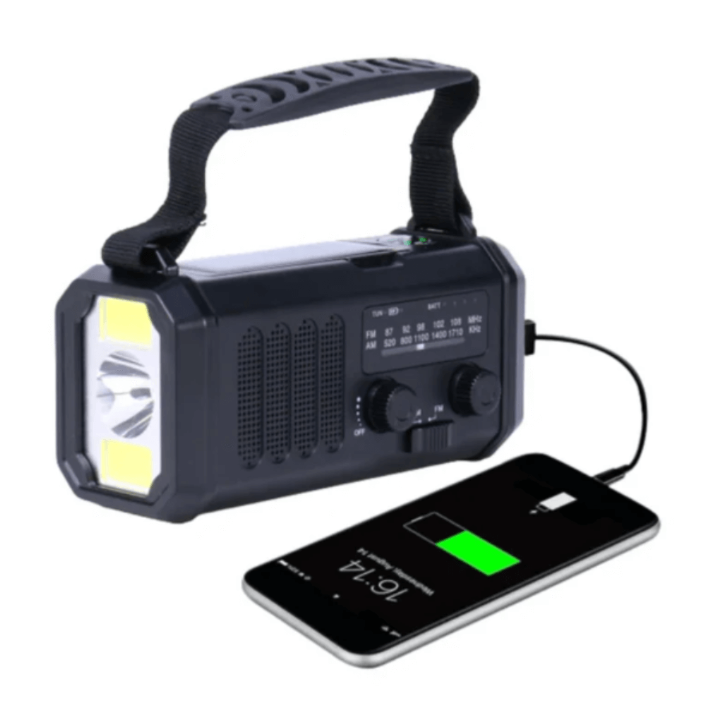 Radio d'urgence 10 000mAh – Solaire, Manivelle & Power Bank en Un