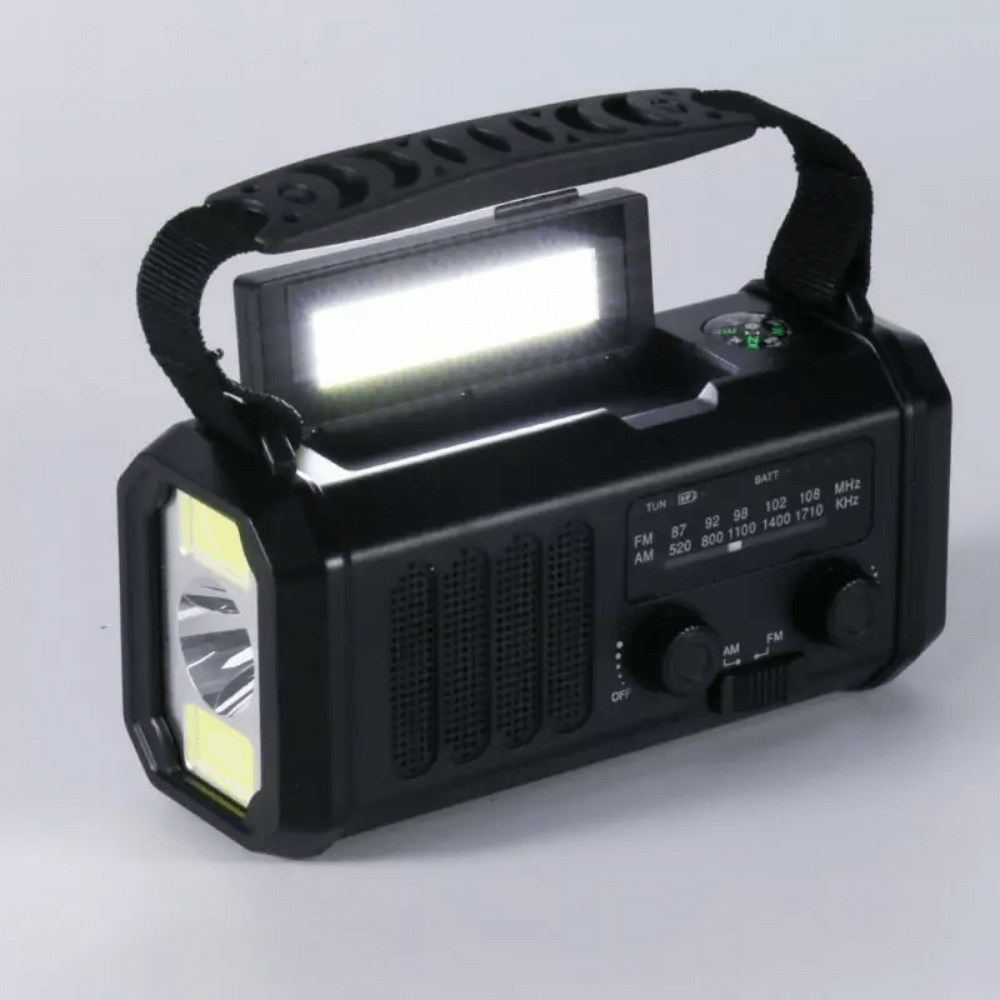 Radio d'urgence 10 000mAh – Solaire, Manivelle & Power Bank en Un