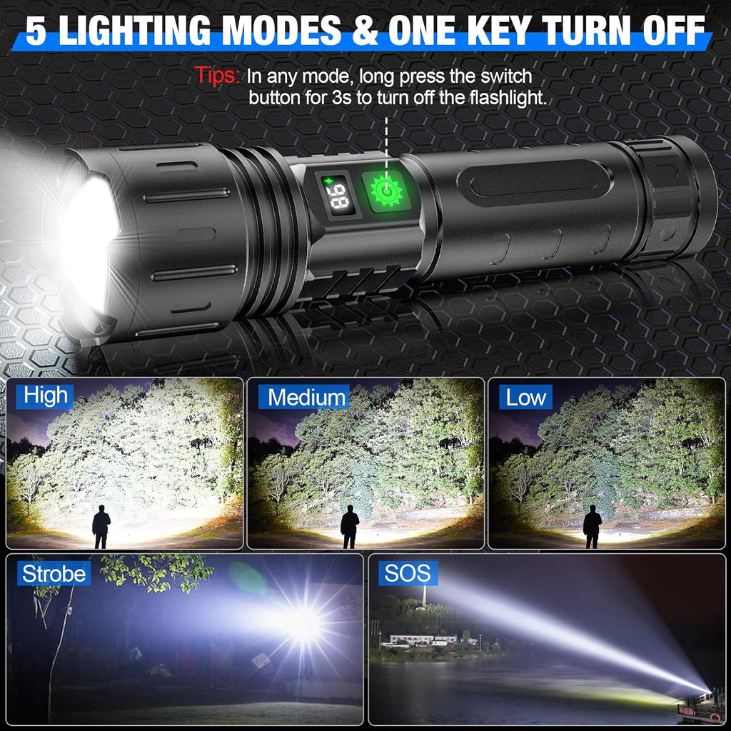 Lampe de Poche Tactique 100000 Lumens - Torche LED Lumineuse