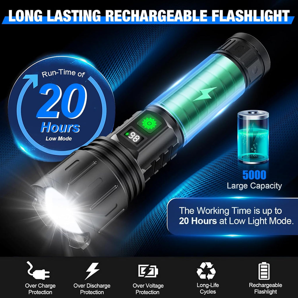 Lampe de Poche Tactique 100000 Lumens - Torche LED Lumineuse