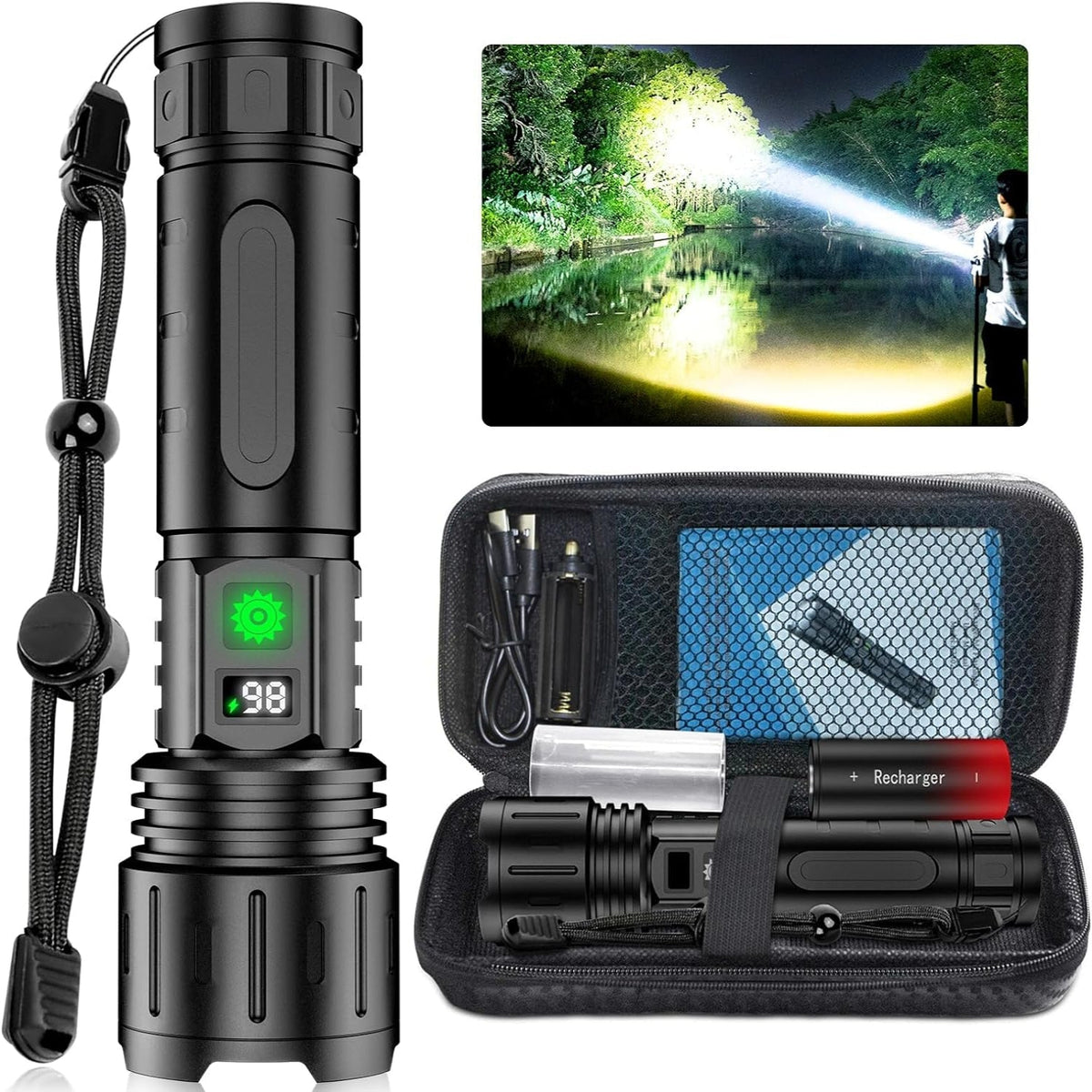 Lampe de Poche Tactique 100000 Lumens - Torche LED Lumineuse