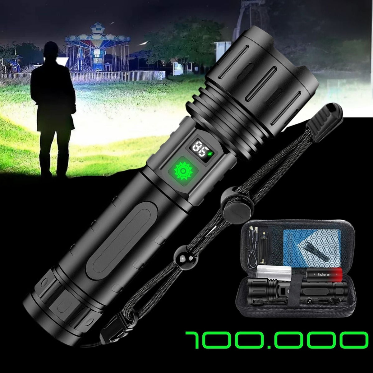 Lampe de Poche Tactique 100000 Lumens - Torche LED Lumineuse