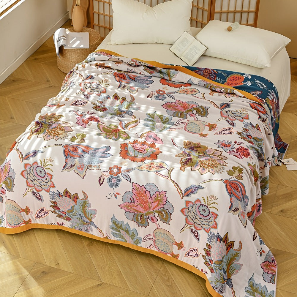 Couverture en Coton Réversible Flora Wildbloom
