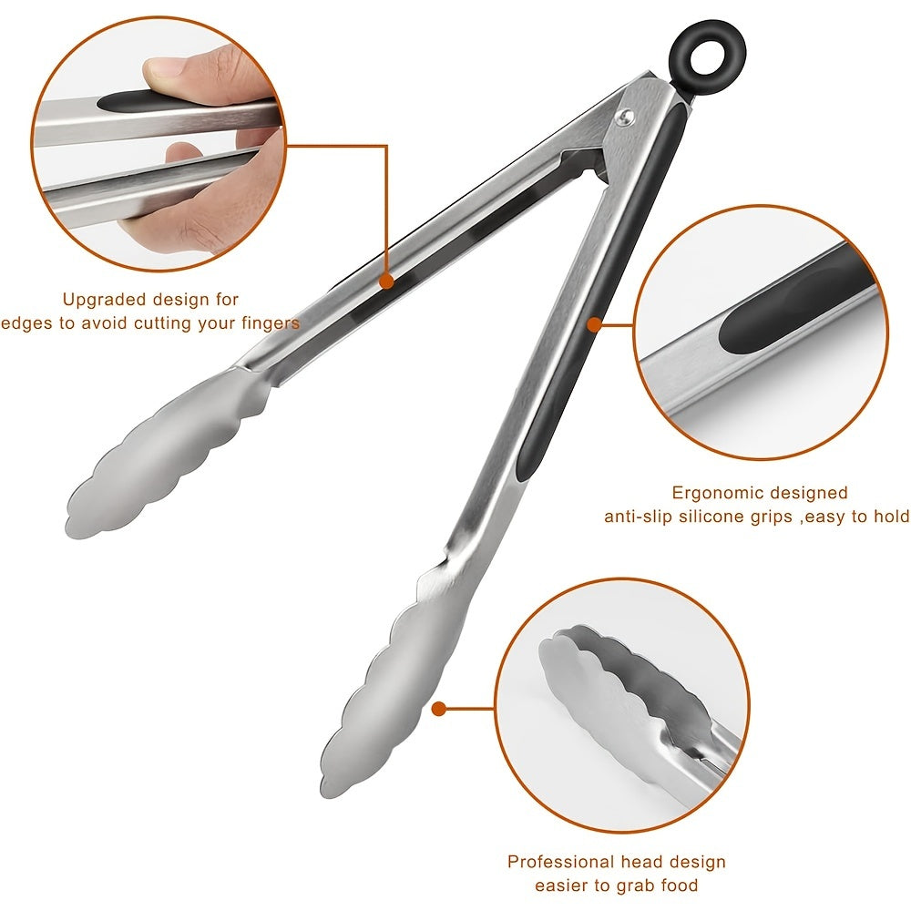LOCKTONG – Pinces de Cuisine en Acier Inoxydable avec Poignée en Silicone et Fonction de Verrouillage