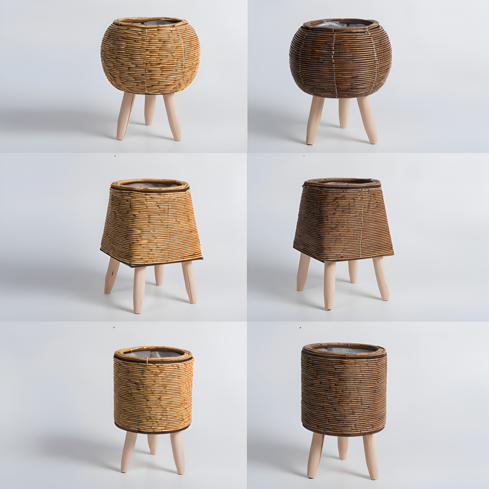 Pot en imitation rotin, panier décoratif pour fleurs