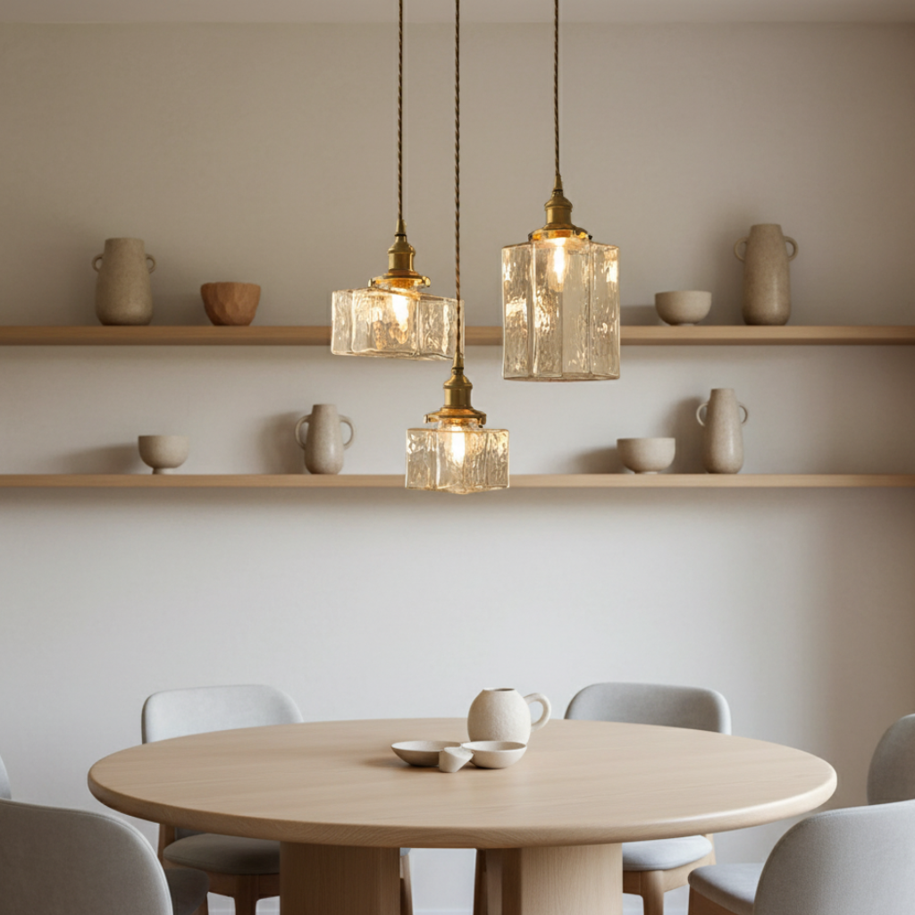 Collection Savoy | Suspension en Verre avec Finition Texturée, Style Vintage pour Éclairage de Cuisine