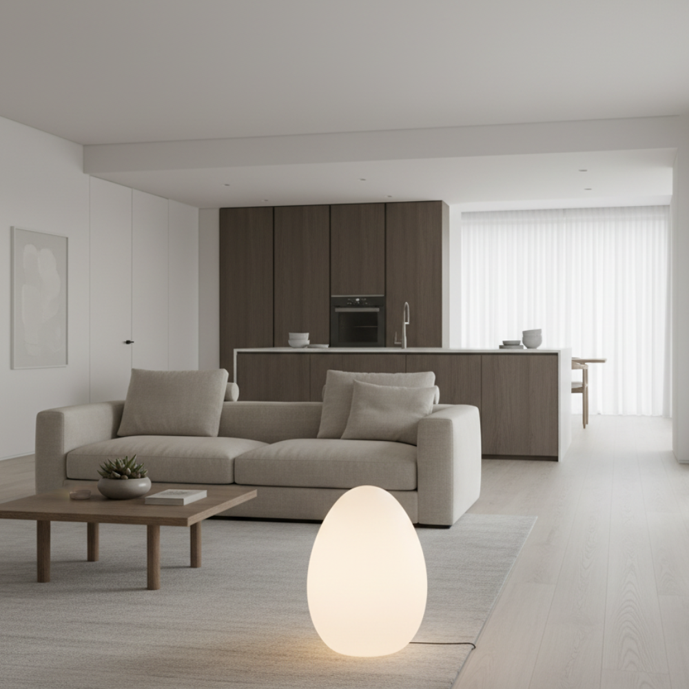 SolStone | Lampe de sol sculpturale œuf moderne minimaliste pour salon