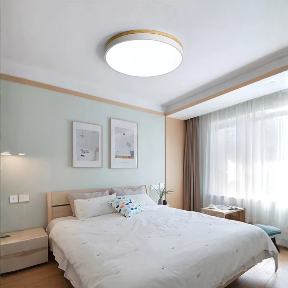Lumière de plafond encastrée Horizon - Design moderne ultra-fin avec accent en bois