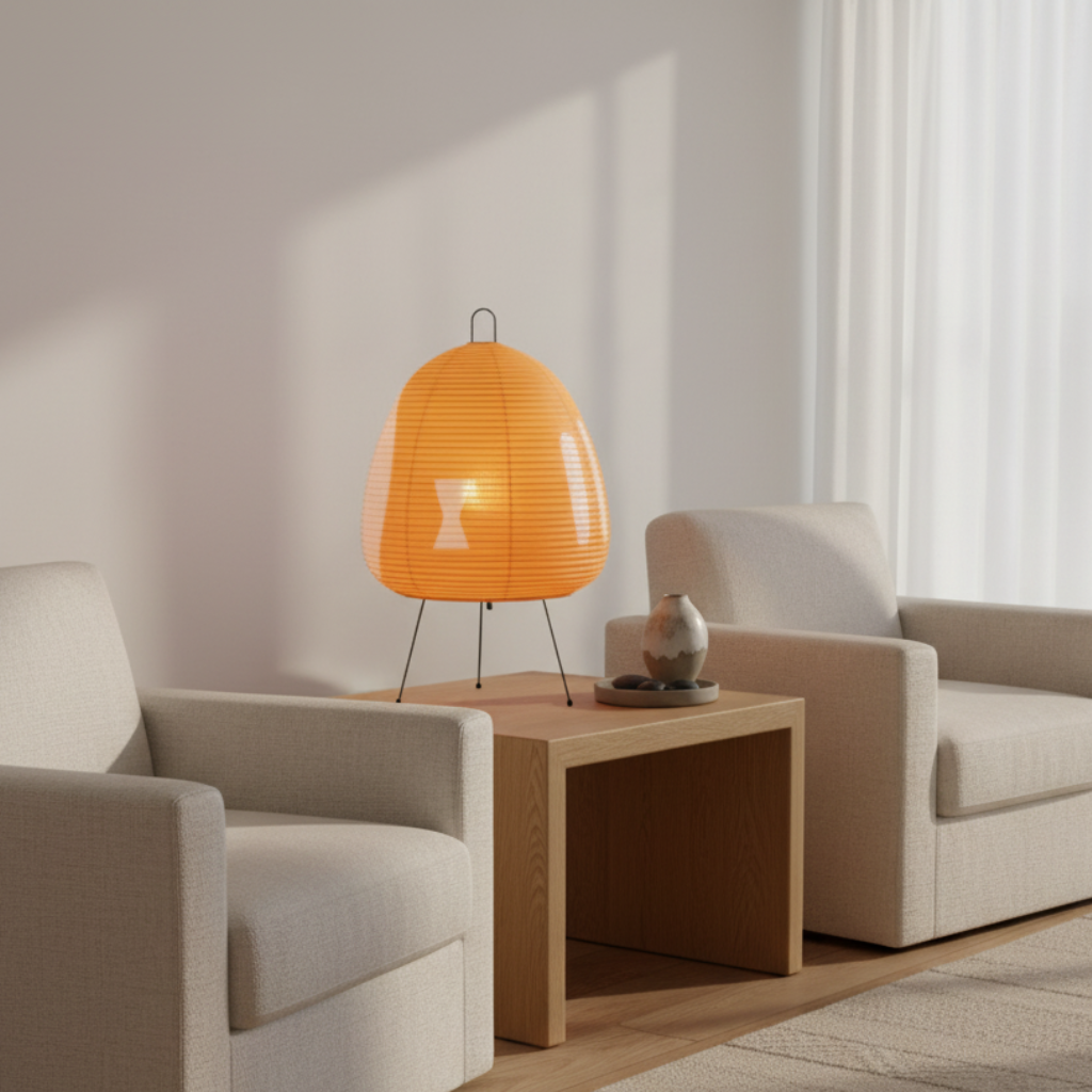 Yunari Haze - Lampe de sol et de table en papier de riz Wabi-Sabi pour une ambiance chaleureuse