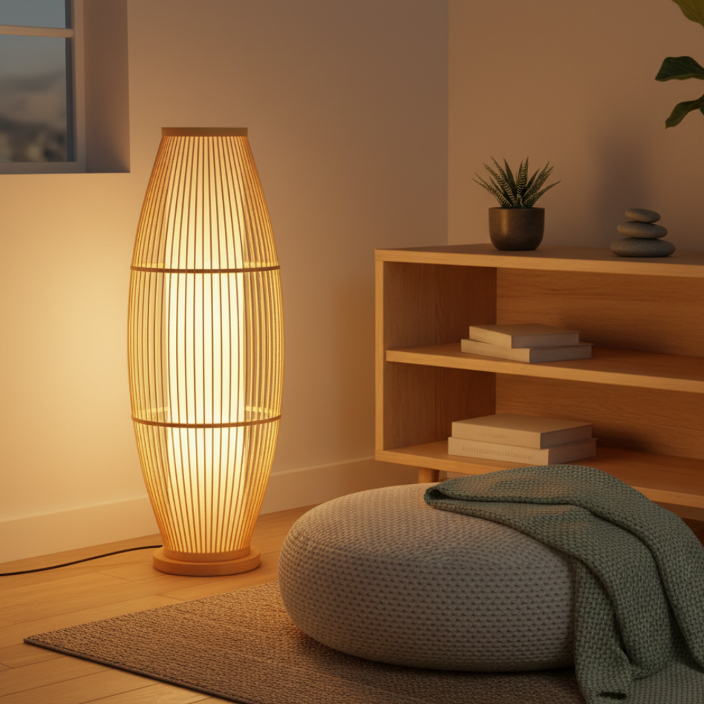 BambooGlow | Élégante lampe de table et de sol moderne éco-responsable pour le salon
