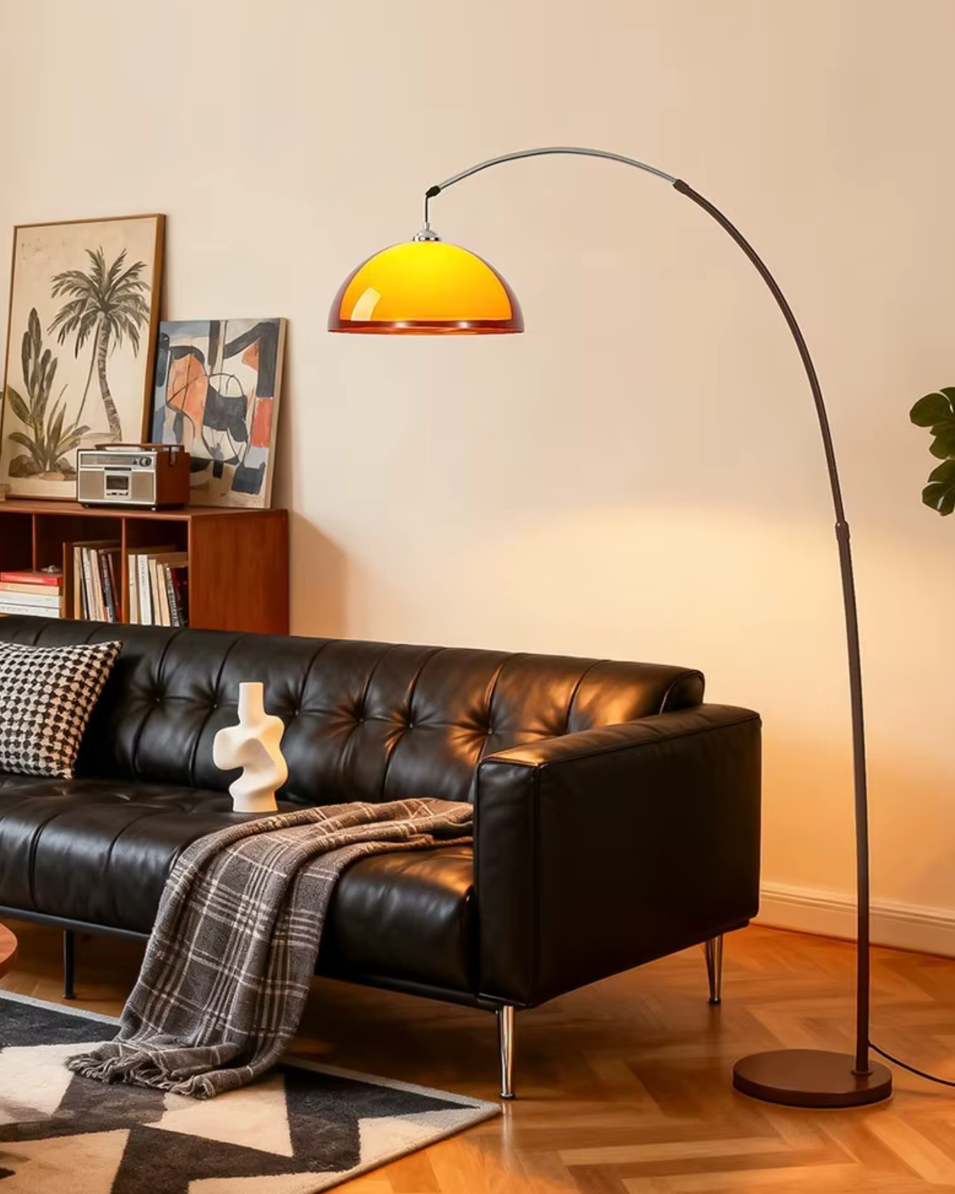 Lampadaire Ventoro Arc - Lampadaire moderne avec abat-jour en dôme chaud pour le salon