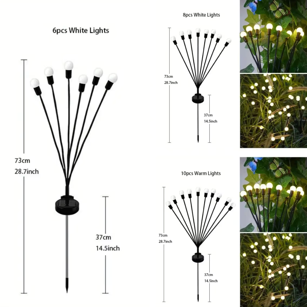 Luminaires de Jardin Solaires Élégants | Éclairage Extérieur Étanche avec 120 Lumens pour Jardins ou Terrasses Éblouissants