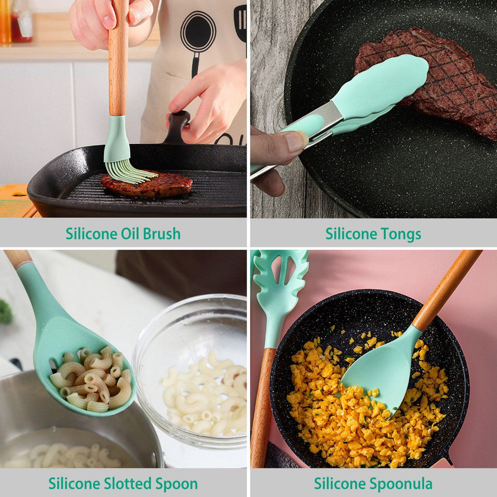 Ensemble d'ustensiles de cuisine en silicone de 11 pièces