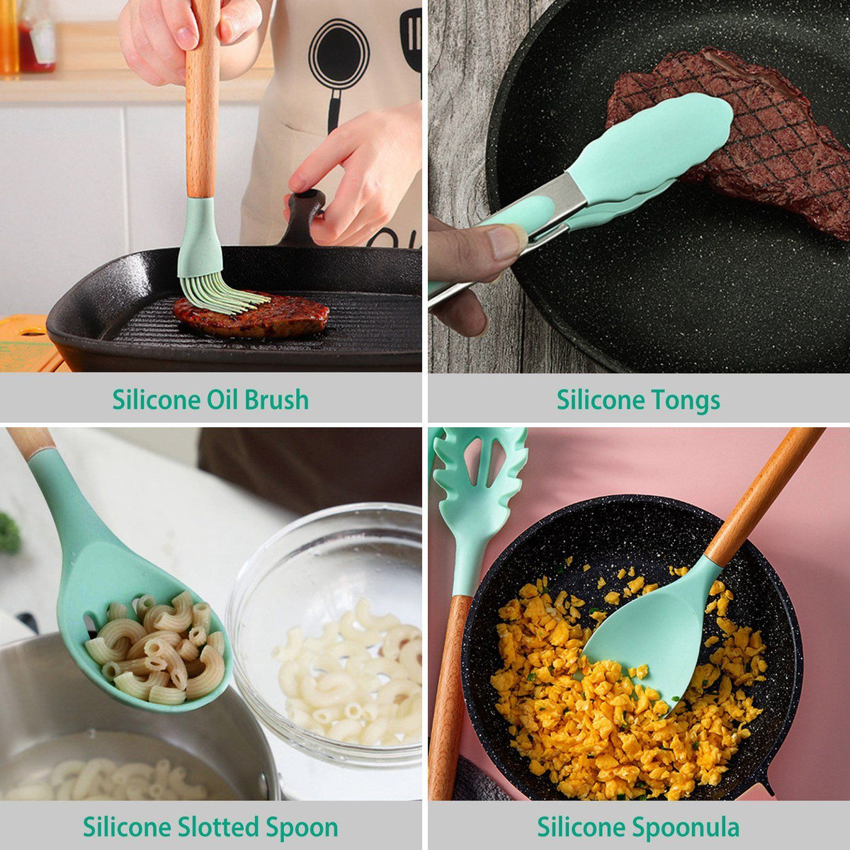 Ensemble d'ustensiles de cuisine en silicone de 11 pièces