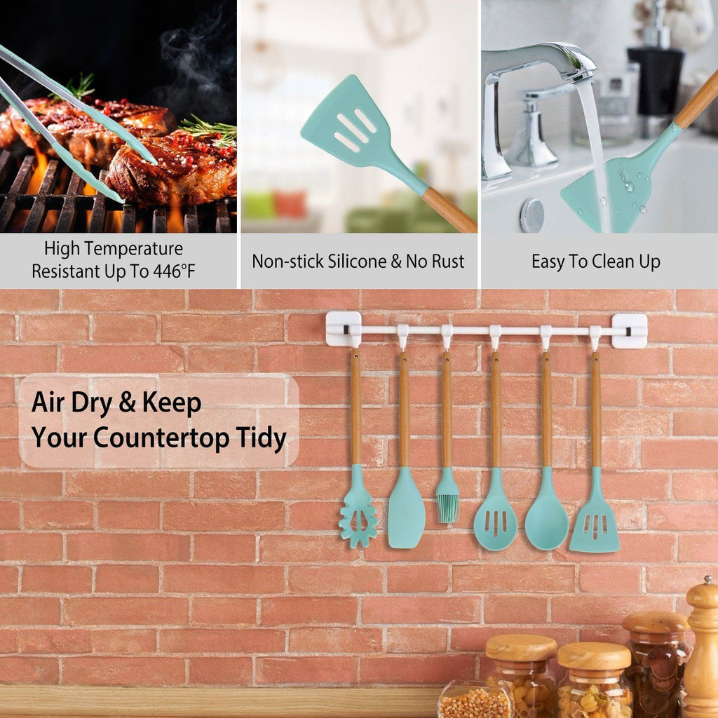 Ensemble d'ustensiles de cuisine en silicone de 11 pièces
